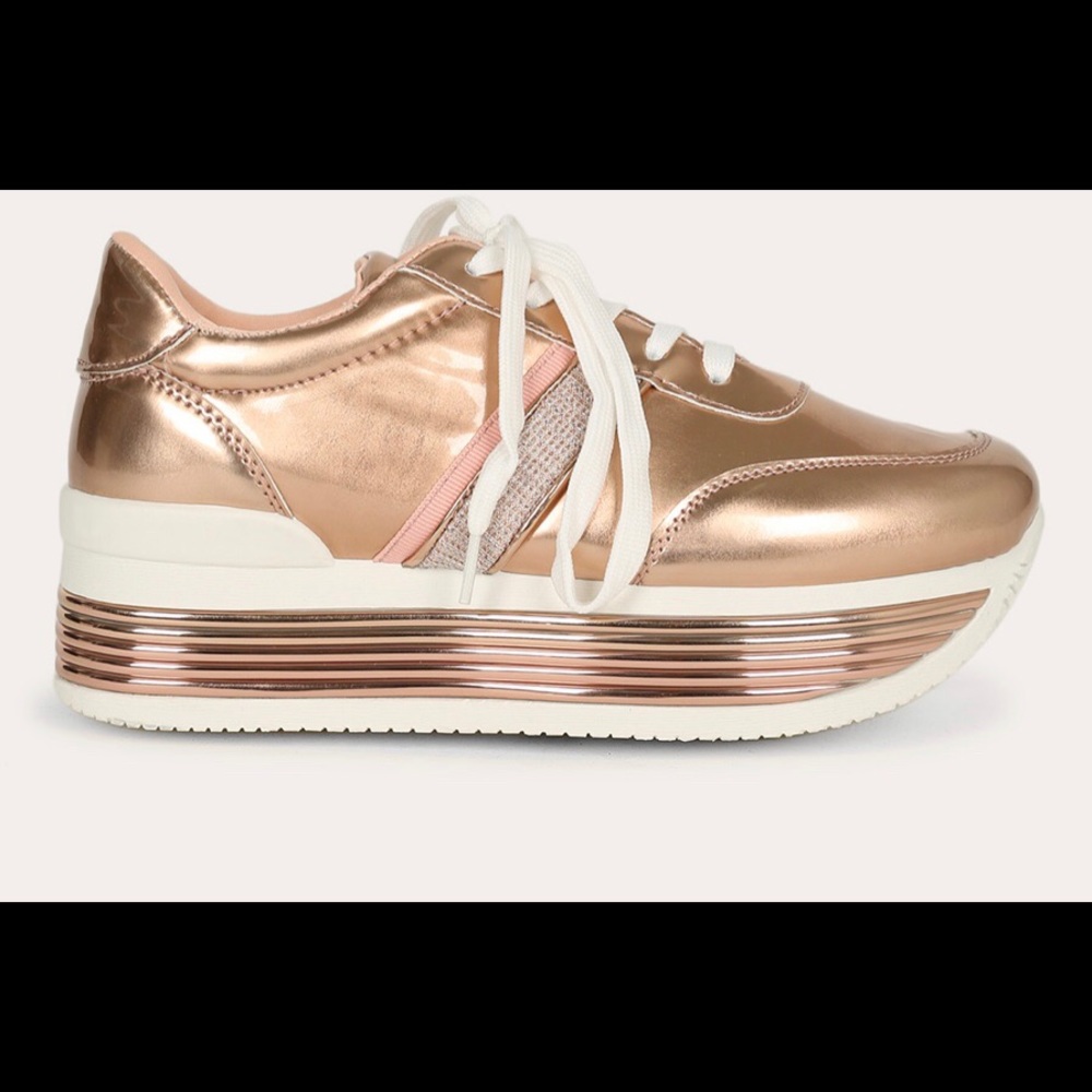 Size 6 rose gold metallic platform sneakers